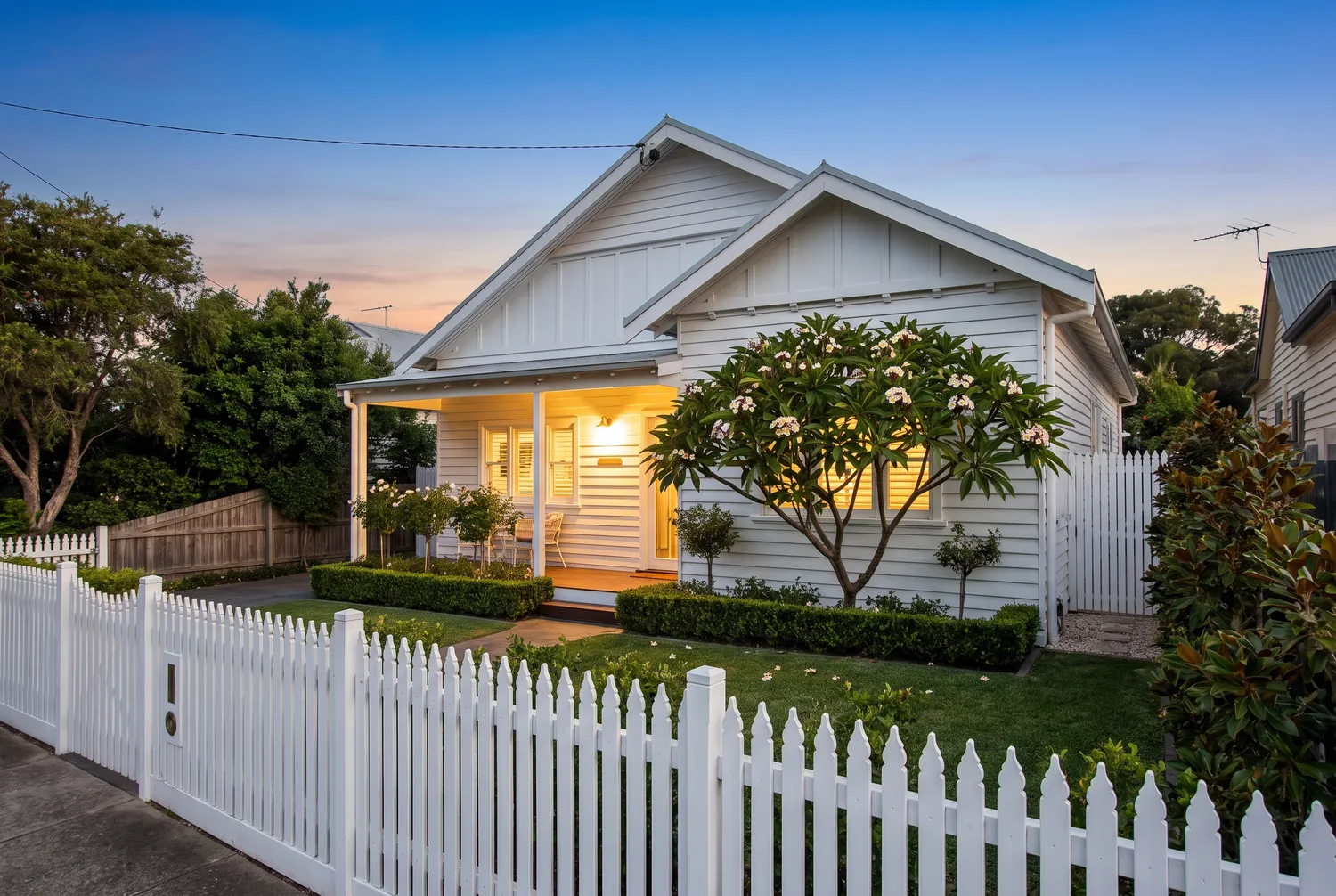 Renovated coastal home at 3 Kurrawyba Avenue, Terrigal, with warm exterior lighting